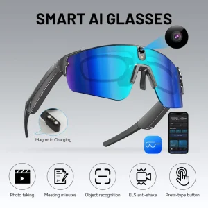 Customizable 8MP Camera IP66 AI Assistant Single Microphone Noise Reduction Plastic Body Real-time Translation Smart Glasses
