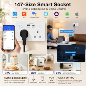 Customizable EU UK Universal Smart Wall Socket with USB a Type C Tuya App Control Wifi Zigbee 20A White Black Gray Gold Colors