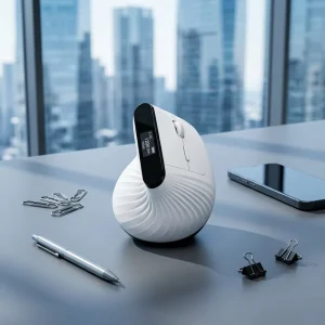 Customizable Logo Vertical Mouse Screen Private Label Ergonomic Optical 2.4G BT Wireless Right Handed 6 Buttons USB Type C