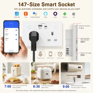 Customized 147 British Smart Wall Socket WiFi USB C Direct Connection HomeKit Alexa Google Assistant Voice Control Flame