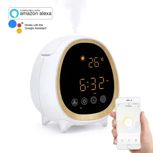 Customized 200ml Cool Mist Air Humidifier Diffuser Machine Tuya Smart Wifi Clock Essential Oil Diffuser for Home