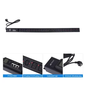 Customized 21-Port Intelligent PDU IEC C13 C19 Sockets Ethernet IP Smart Meter For Cloud Management Power Distribution Equipment