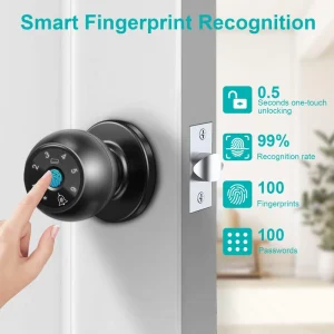 Customized Keyless Entry Fingerprint Keypad Digital Door Knob Home Apartment Smart Door Lock