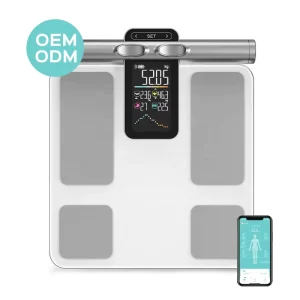 Customized Logo Electronic Digital Health Body Fat Scale Tempered Glass Platform Smart Sensor Technology 180kg Capacity App