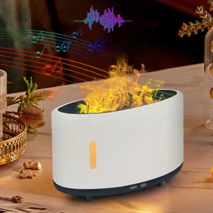Customized New Hot 240ml Fireplace Ultrasonic Air Humidifier With Flame LED Light Flame Aroma Diffuser Smart Homr Appliances