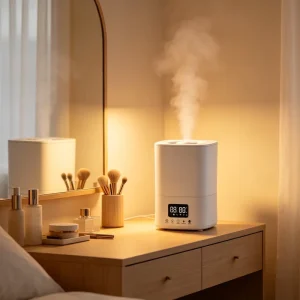 Customized Smart Ultrasonic Humidifier with Humidistat Low Noise 7 Colors LED Light Hotel Use