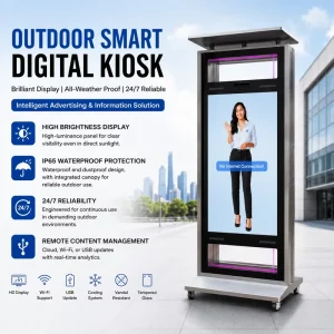 Customized Type Outdoor Smart Digital Kiosk Sunlight Readable IP65 Waterproof Digital Signage Display 24 7 Operation