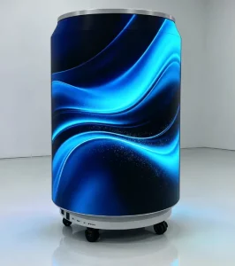 Cylinder P1.86 Flexible Soda Can shaped Refrigerator Wine Bottle Full Color 4K LED Smart Fridge Display 3840Hz Refresh Rate