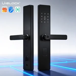 D1 11 Keyless Door Lock Handle Fingerprint Password Card Mechanical Key Temporary Password Anti Peek C Grade Cylinder