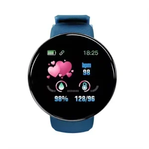 D18 Men’s & Women’s Round Fitness Smartwatch with Heart Rate Monitor Digital Compass Function Stylish Inteligente Reloj