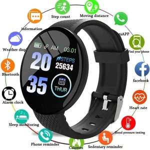 D18 Smart Watch for Men Women Digital OLED Sports Fitness Tracker Blood Pressure Monitoring Waterproof Compass