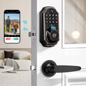 D289 Tuya Wifi Smart Wood Door Lock Fingerprint Doorbell Remote Unlock Keyless Entry Deadbolt Smart Lock Camera