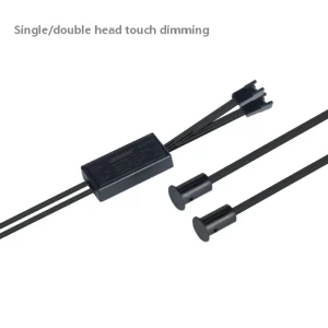 DC12-24V 8mm Wired Smart Touch Sensor Switch (Single/Double Head) Hand Wave/Door/Touch Dimming 0-8CM Sensing Range 2M Cable