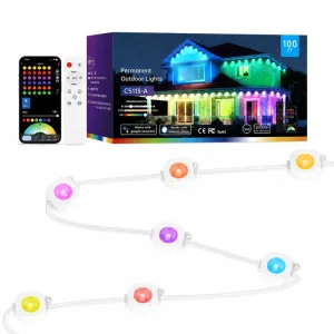 DC24V 100ft 60W 60lamps RGB Smart App-controlled Permanent Lights with Millions of Colors and Effects Permanent Extior Lighting