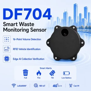 DF704 16-Point Laser ToF Smart Waste Bin Sensor Matrix Volume Detection RFID Vehicle Identification IP68 IoT Sensor