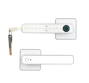 DIY Install White Fingerprint Door Lock APP Keyless Entry Password Wooden Square Smart Handle Lock Digital Keypad for Security