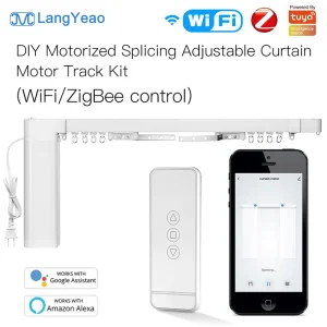 DIY WiFi/ZigBee Smart Curtain Motor Track Kit, APP/Voice/Touch Control, Works with Alexa/Google Home