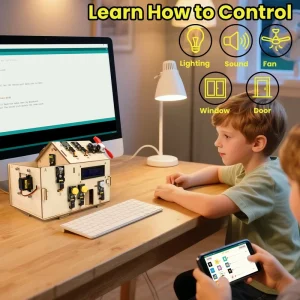 DIY Wooden House Electronic Component Automation Projects Programming Learning Kit Smart Home Starter Kit for Arduino