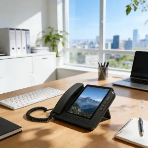 DLNA High End Smart Office Telephone with 7″ Large Touch Display Video Conferencing Capability and Programmable Keys
