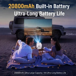DLP Smart Projector with Wireless Microphones Karaoke Machine 1300 ANSI Lumens Portable Projector WiFi Bluetooth for Home Party