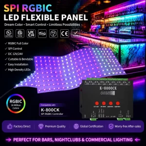 DMX SPI RGBW Flowing Running Effect Uniform Light Backlighting Led Sheet Flexible Panel for Backlit Stone Display case Lightbox