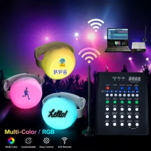 DMX512 RGB LED Light up Wristband 15 Colors Remote Control 10-Zone Concert Bracelet OEM Custom Logo for Music Festival Event
