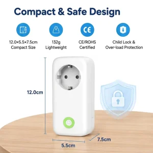 DOMISI WTS5200 Smart Wi-Fi Plug with Socket-16A 230V Remote Control & Energy Monitoring for Smart Home