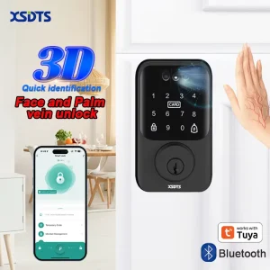 DS Face Works with Tuya Smart Lock with 7 Unlocking Methods Palm Vein Face Recognition Physical Key IC Card Aluminum Steel Doors