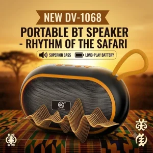 DV 1068 Portable Speaker with Leather Strap Extended Telescopic Antenna FM Radio TWS Pairing Soundbox