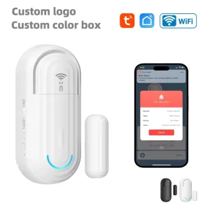 Daytech Tuya Smart Door Window Sensor Alarm for Home Security System Wi Fi Enabled ABS Material with Battery Backup
