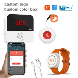 Daytech Tuya Smart Wifi Elderly Caregiver Pager Emergency Bracelet Sos Waterproof Button for Nursing Home Personal Alarm