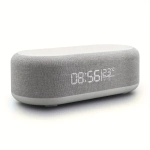 Desk & Table LED Digital Alarm Clock With 15W Wireless Charger BT Speaker Ambient Nightlight Temperature