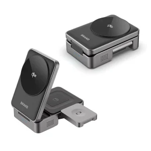Desktop 3 in 1 Qi2 Foldable Wireless Charger Stand for Apple iPhone 16 Pro Max Airpods Watch Smart Magnetic Multifunctional