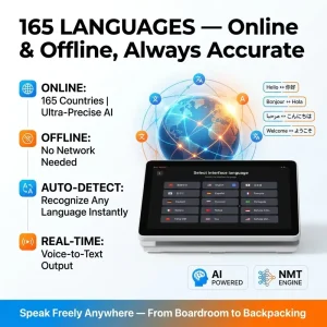 Desktop AI Translator Terminal Dual Touch Screen 165 Languages Real Time Offline Translation AI Voice Recognition for Hotel