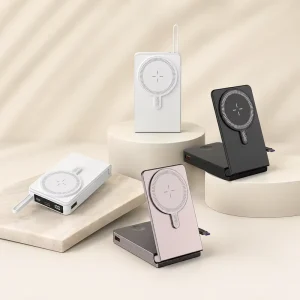 Desktop Charging Stand Power Bank 10000mAh Magnetic Wireless Charger With 22.5W Fast Charging Built in Type C Cable