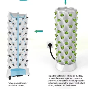 Detachable Hydroponic Vertical Grow Tower Aeroponic Stackable Planting Tower Easy Cleaning Storage