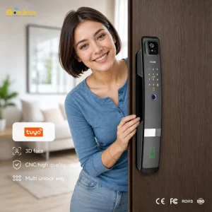 Digital Biometric Fingerprint 3D Face Recognition Smart Door Locks WiFi Access Cloud Data Storage Aluminum Steel Door