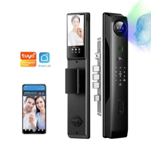 Digital Biometric Fingerprint Fully Automatic Electronic Tuya WiFi 3D Face Recognition Lock Outdoor Smart Door Lock with Camera