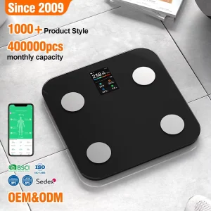 Digital Display USB Charging 180kg Capacity Intelligent Body Fat Scale Glass Platform ABS Base Weight Scale