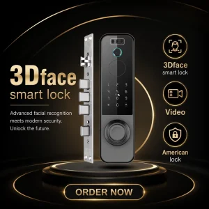 Digital Door Lock with Camera Face Recognition Tuya for Front Door Electronic Keypad Wood Door Smart Locks with Alexa