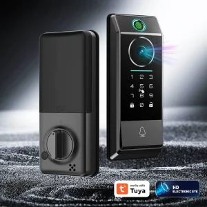 Digital Front Keyless Smart Electronic Door Lock with Keypad and Camera for Aluminum Steel Brass Doors Memory Card Storage