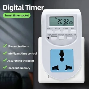 Digital Programmable Timer Socket 7 Day Weekly Smart Timer Plug Outlet Universal Socket with LCD Display Blackout Memory