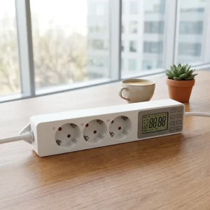 Digital Smart Mini Timer Plug Socket with 3 Outlets PC Material Programmable Anti-Theft Summer Use