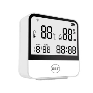 Digital Thermostat with LCD Display Wi Fi Tuya Smart Life Temperature & Humidity Sensor ABS Material 30 50m Detection Range