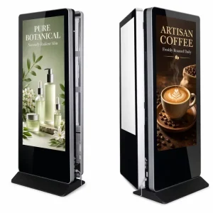 Double Sided Digital Signage Dual Screen Floor Stand Advertising Totem for Indoor Smart Information WiFi UHD 4K Media Player