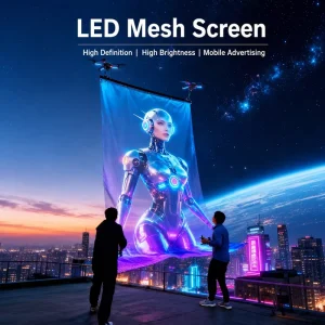 Drone-Mounted LED Flying Screen 2000cd Brightness IP65 Waterproof Foldable Customizable Mesh For Air Show Drone Show Advertising