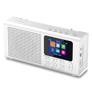 Dual Alarm Smart Speaker 40 Presets Stations DAB Radio 2.4 Colour Display USB Rechargeable FM Radio Sleep Timer Portable Version