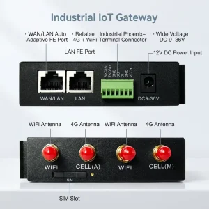 Dual Gigabit 4G Serial Gateway China Full Band Modbus to MQTT for Water Quality Detector Remote Real-Time Monitoring System