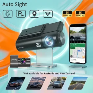 Dual Lens 2 Cameras Dashcam 2K Front and 2K Near Parking Mode WIFI GPS Night Version Auto Collision Latch Cam Dash