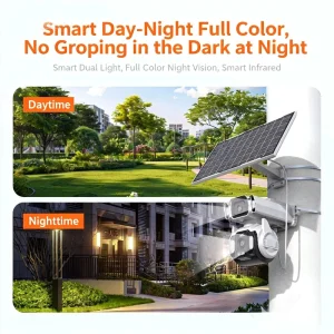 Dual Lens 4G LTE Outdoor Security Camera 4MP CMOS Pan 355 Tilt 100 Two Way Audio Night Vision Human Motion Tracking Built in